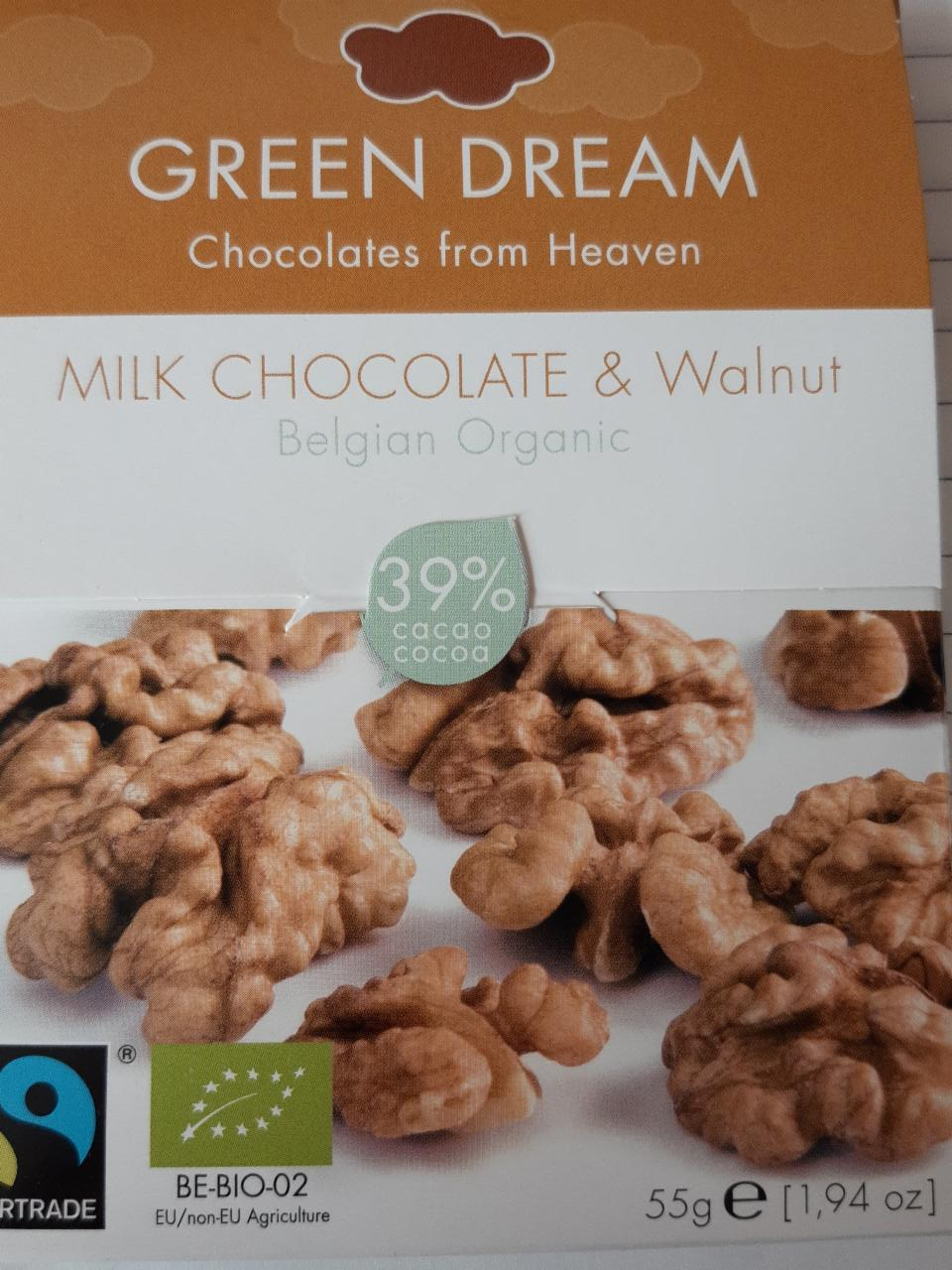 Fotografie - Bio mléčná čokoláda s vlašskými ořechy Green Dream