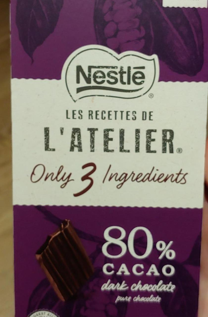 Fotografie - Les Recettes De L'Atelier 80% cacao dark chocolate Nestlé