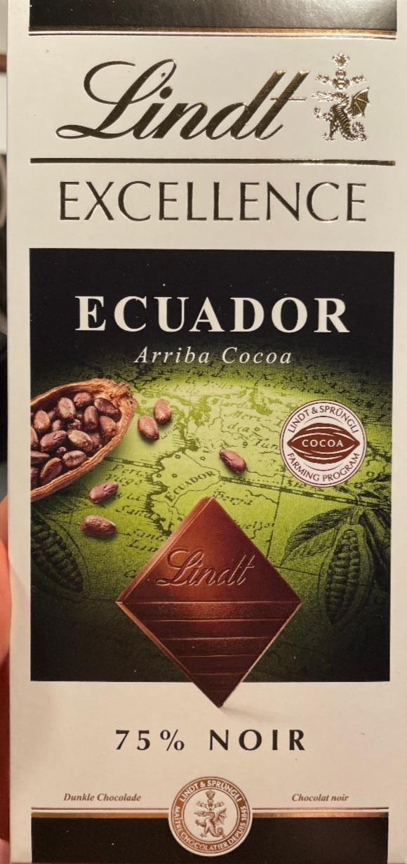 Fotografie - Ecuador Arriba Cocoa 75% Noir Lindt Excellence