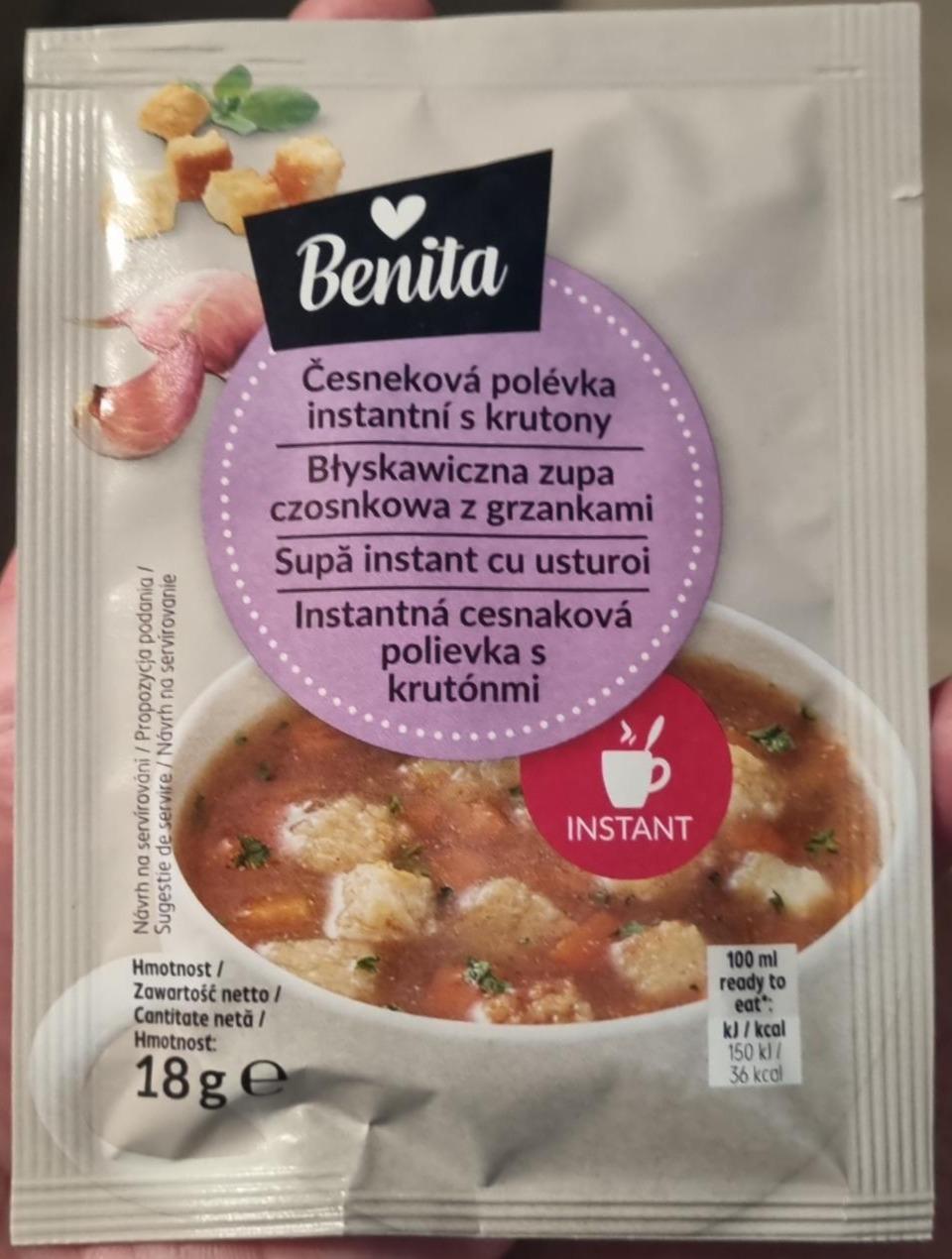 Fotografie - česneková polévka instantní s krutony Benita 