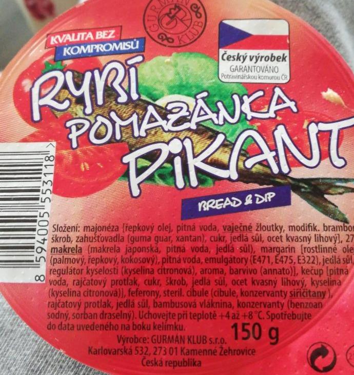 Fotografie - Rybí pomazánka pikant Gurmán klub