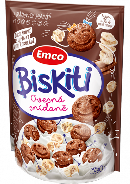 Fotografie - Biskiti ovesná snídaně čokoládoví s lupínky v bílé čokoládě Emco
