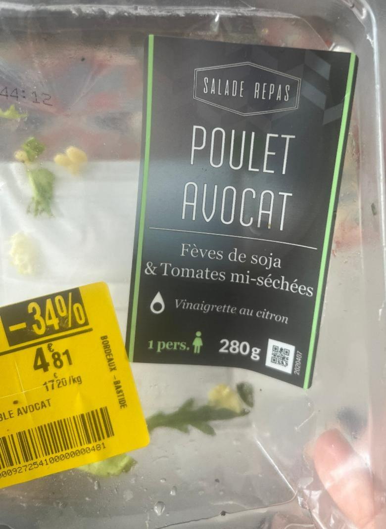 Fotografie - Poulet avocat Fèves de soja & Tomated mi-séchées Salade repas