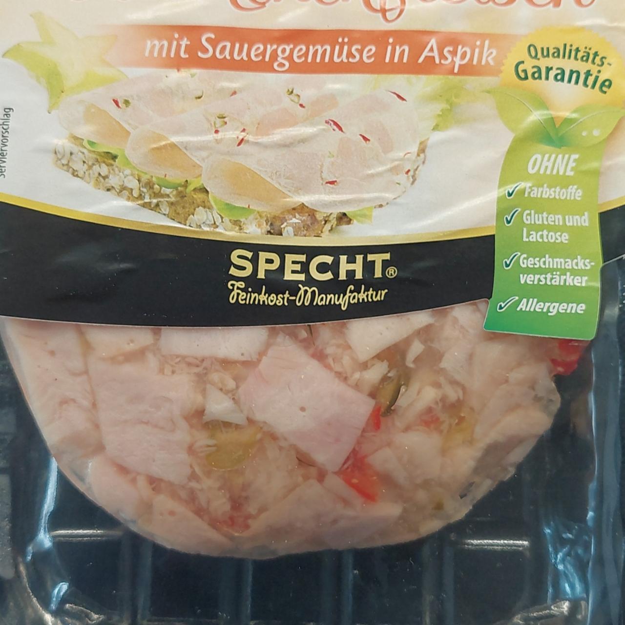 Fotografie - Hähnchenfleisch mit sauergemüse in Aspik Specht