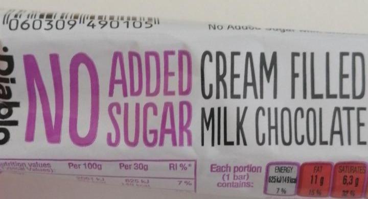 Fotografie - No Added Sugar Cream Filled Milk Chocolate Wafers Diablo