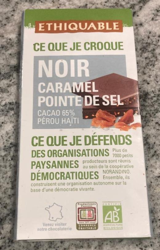 Fotografie - Noir Caramel Pointe de Sel cacao 65% Pérou Haïti Ethiquable