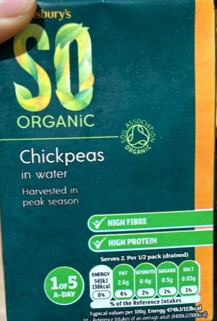 Fotografie - So organic Chickpeas in water Sainsbury's