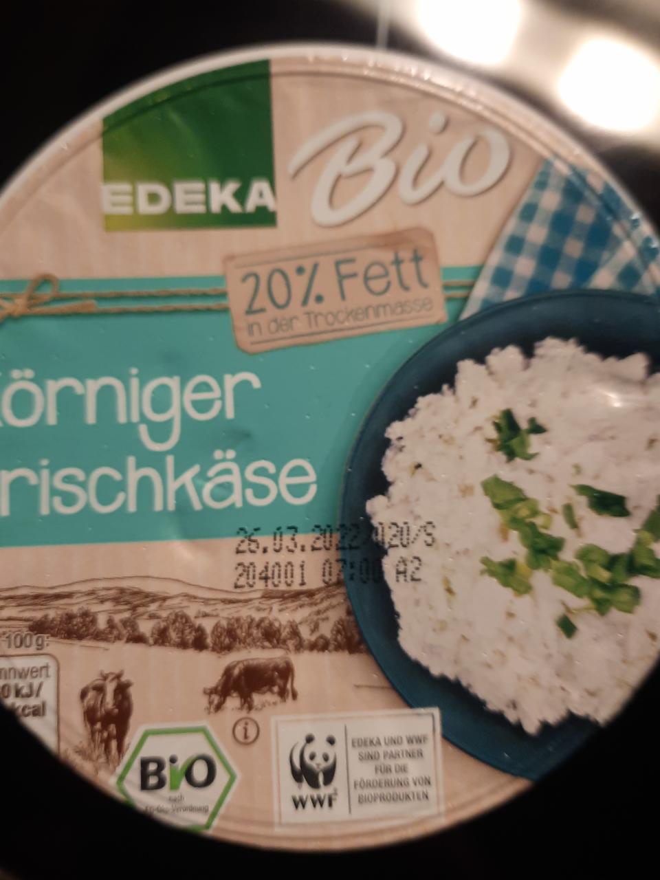 Fotografie - Körniger Frischkäse 20% Fett i. Tr. Edeka Bio