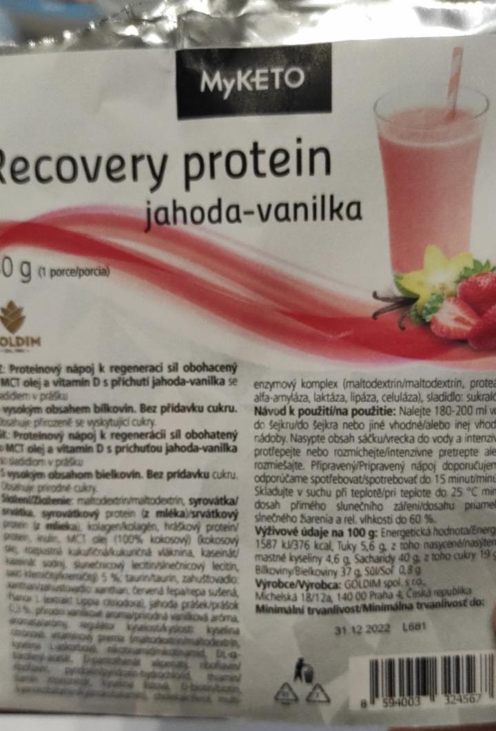 Fotografie - Recovery protein jahoda - vanilka MyKeto