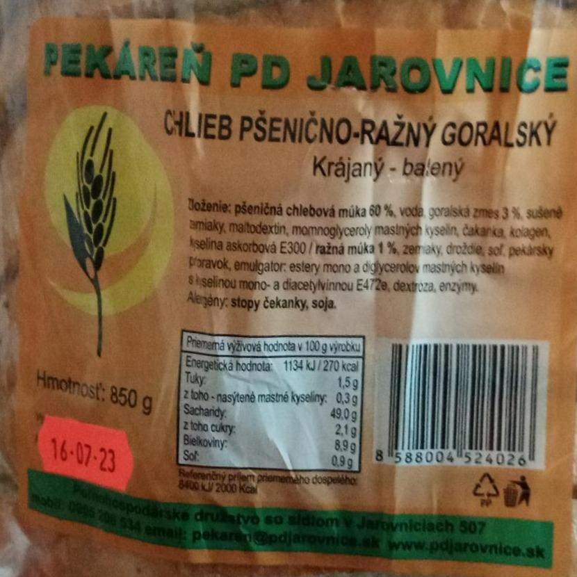 Fotografie - Chlieb pšenično-ražný goralský Pekáreň PD Jarovnice