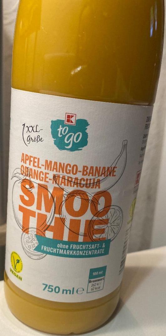 Fotografie - Apfel-Mango-Banane-Orange-Maracuja Smoothie K-to go