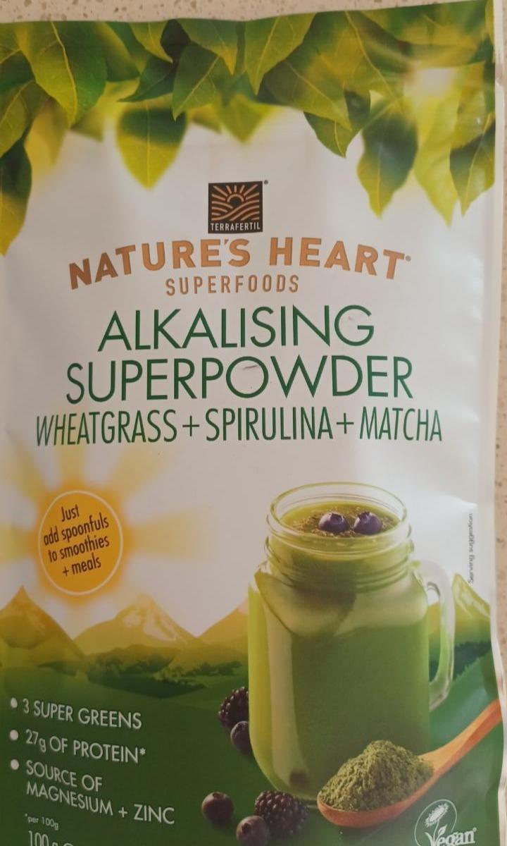 Fotografie - Alkalising Superpowder Wheatgrass, spirulina, matcha Nature's Heart