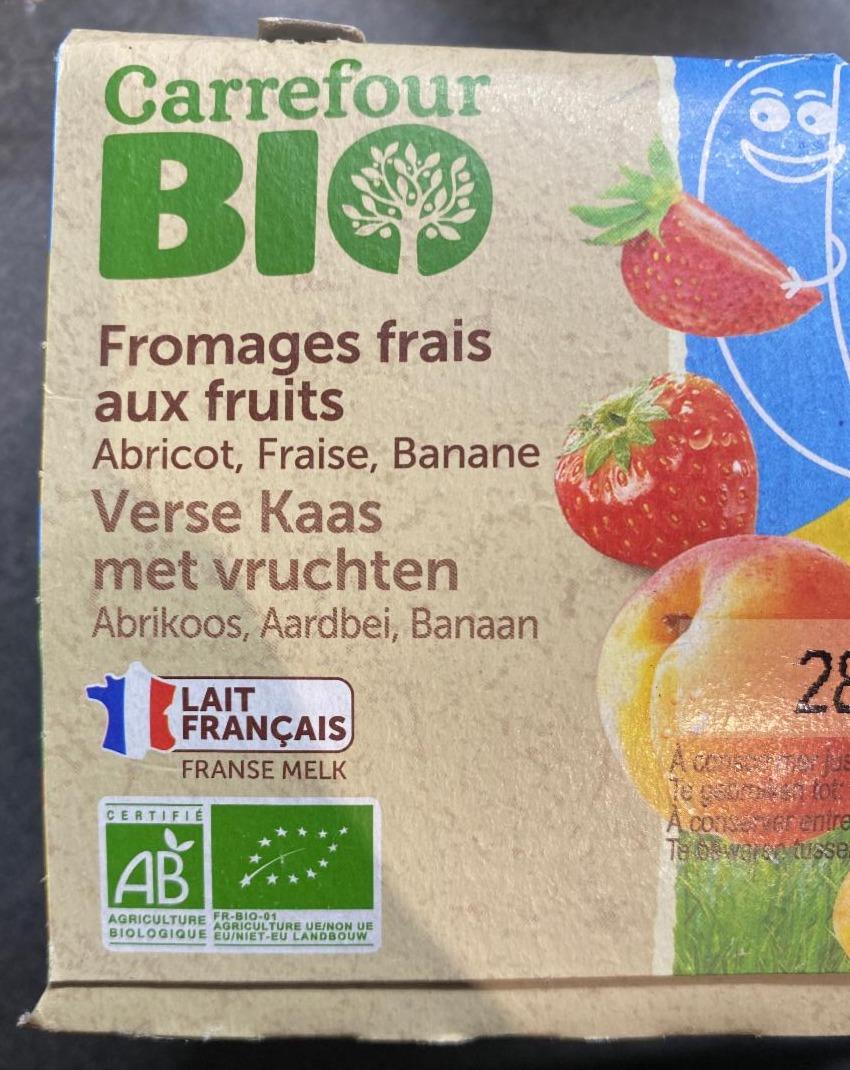 Fotografie - Fromage frais aux fruits Abricot, Fraise, Banane Carrefour Bio