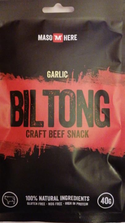 Fotografie - Biltong craft beef snack - garlic