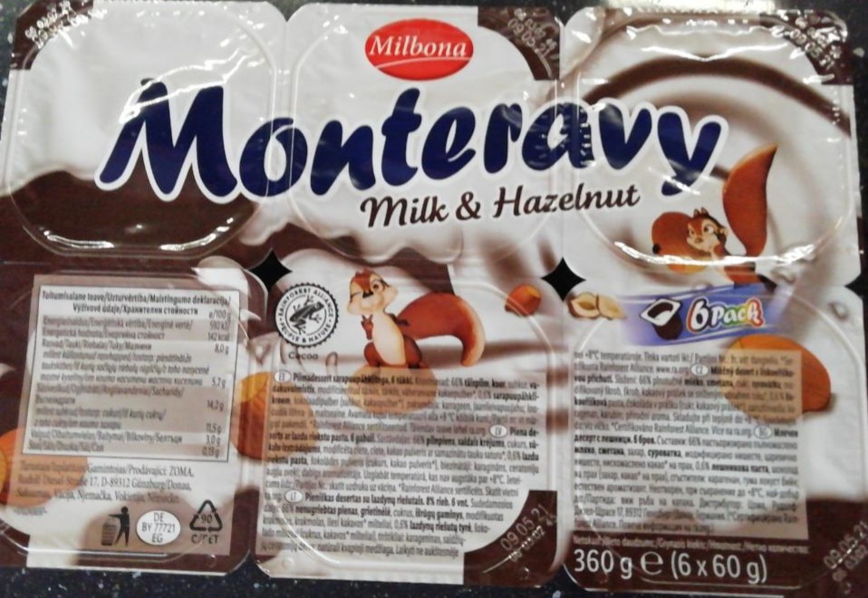Fotografie - Monteravy Milk & Hazelnut Milbona
