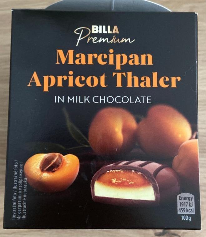 Fotografie - Marcipan Apricot Thaler in milk chocolate Billa Premium