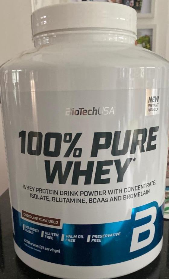 Fotografie - 100% Pure Whey Protein Drink Chocolate flavoured BioTechUSA