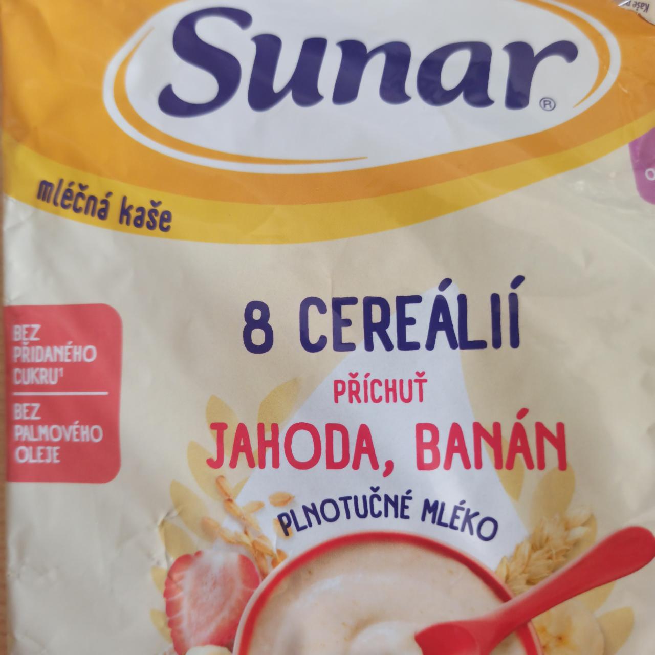 Fotografie - 8 Cereálií příchuť Jahoda, Banán plnotučné mléko Sunar