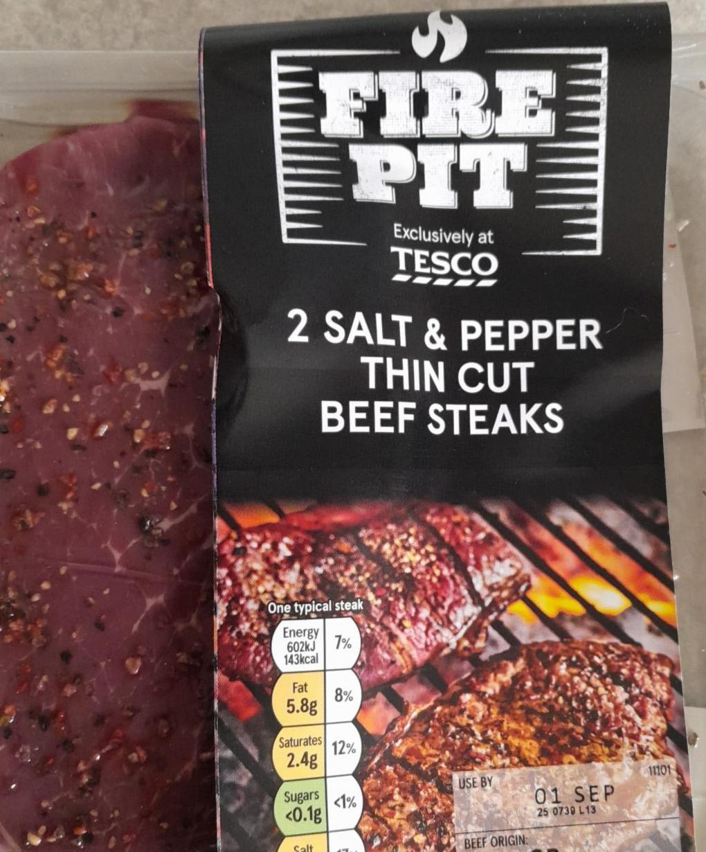 Fotografie - 2 Salt & Pepper Thin Cut Beef Steak Tesco