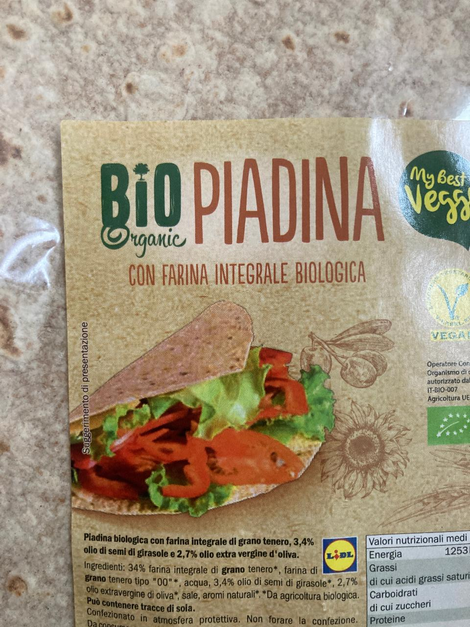 Fotografie - Bio organic piadina con farina integrale biologica My best veggie