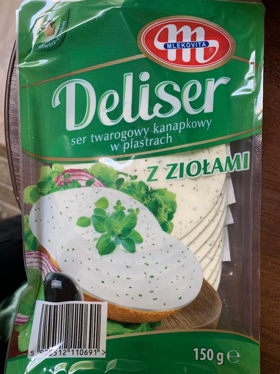 Fotografie - Deliser ser twarogowy kanapkowy w plastrach z ziołami Mlekovita