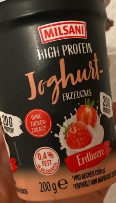 Fotografie - High protein Joghurt Erdbeere Milsani