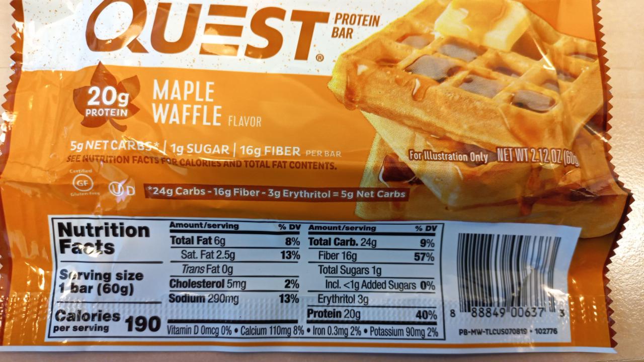 Fotografie - Maple waffle protein bar Quest
