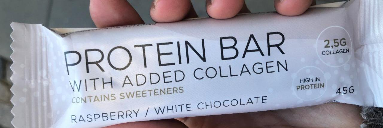 Fotografie - Protein bar with added collagen Raspberry/White chocolate