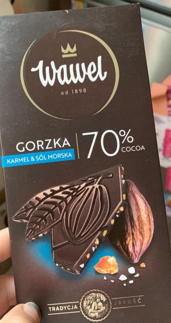 Fotografie - Gorzka 70% cocoa Karmel & Sól morska Wawel