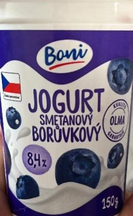 Fotografie - Jogurt smetanový borůvkový 8,4% Boni