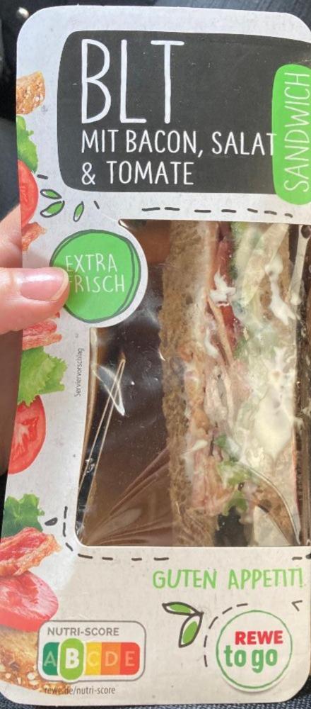 Fotografie - BLT Sandwich mit Bacon, Salat & Tomate Rewe to go