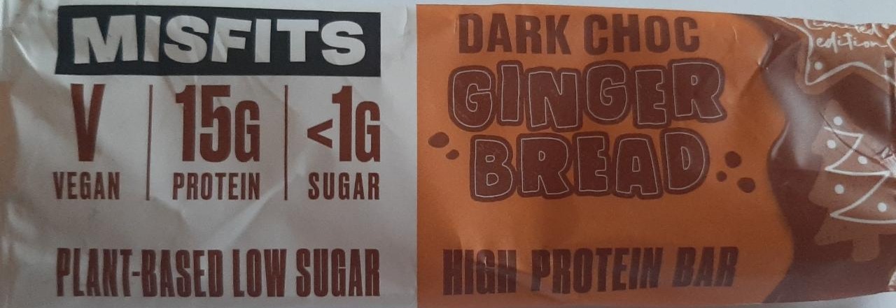 Fotografie - Gingerbread Dark Chocolate Vegan High Protein Bar Misfits