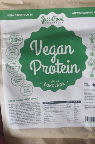 Fotografie - Vegan protein příchuť čokoláda GreenFood Nutrition