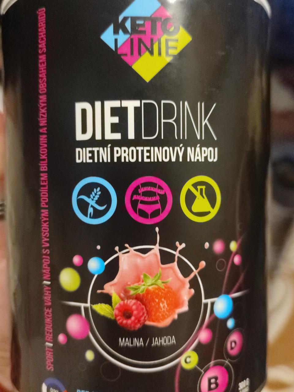 Fotografie - DietDrink Dietní proteinový nápoj Malina/Jahoda KetoLinie