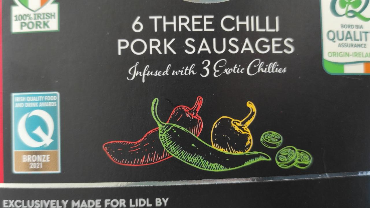 Fotografie - 6 Three Chilli Pork Sausages Deluxe