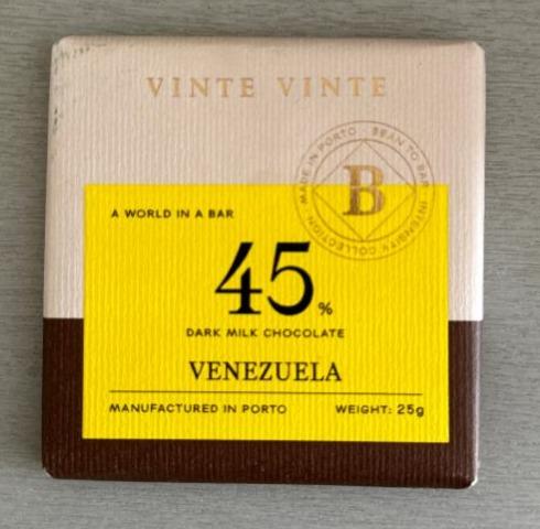 Fotografie - Dark Milk Chocolate 45% Venezuela Vinte Vinte