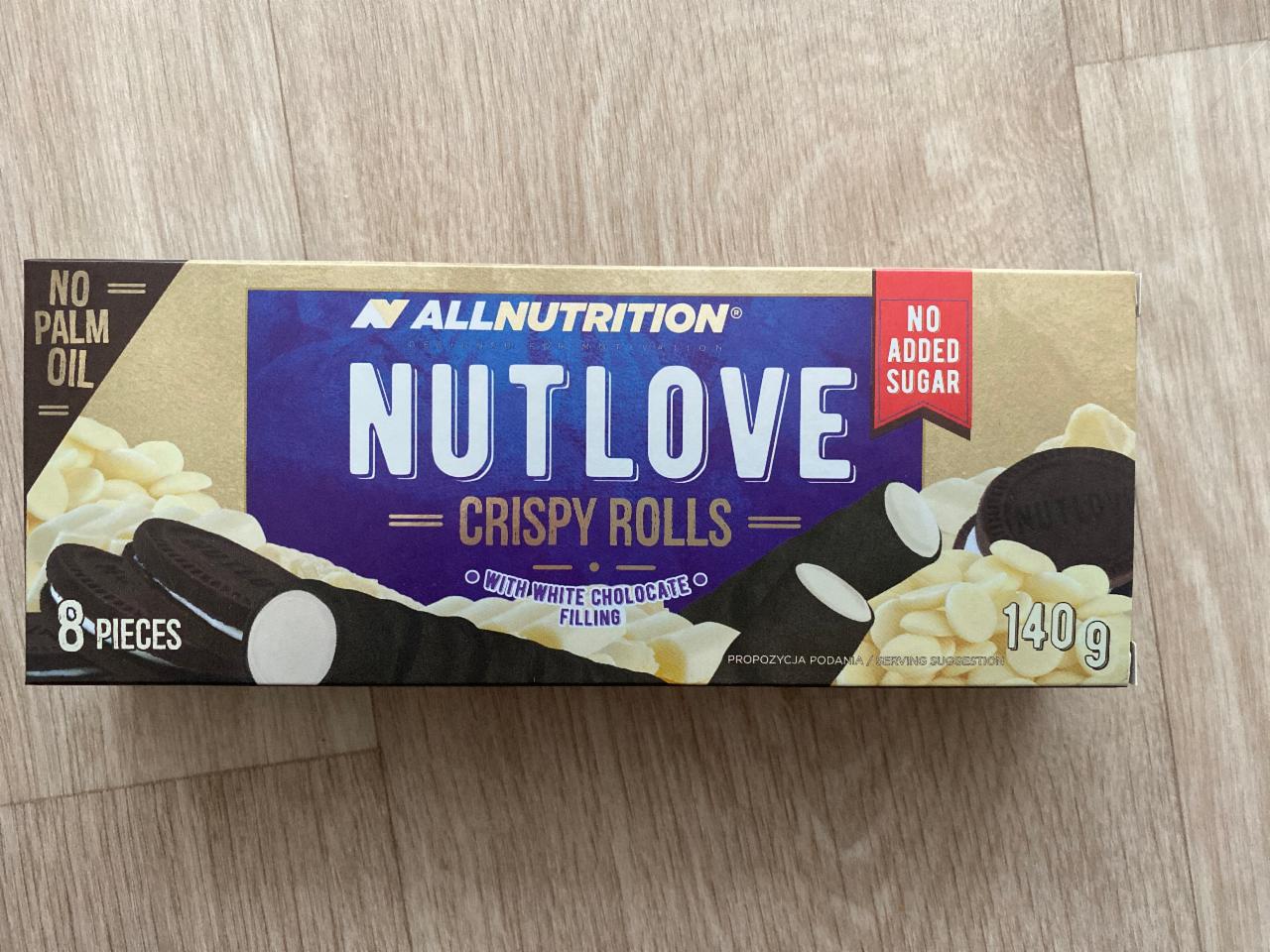 Fotografie - NutLove Crispy Rolls White Chocolate AllNutrition