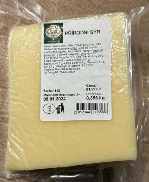 Fotografie - přírodní sýr tuk 24% Gran Moravia