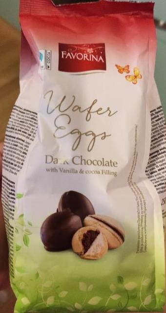 Fotografie - Wafer eggs Dark Chocolate with Vanilla & cocoa Filling Favorina