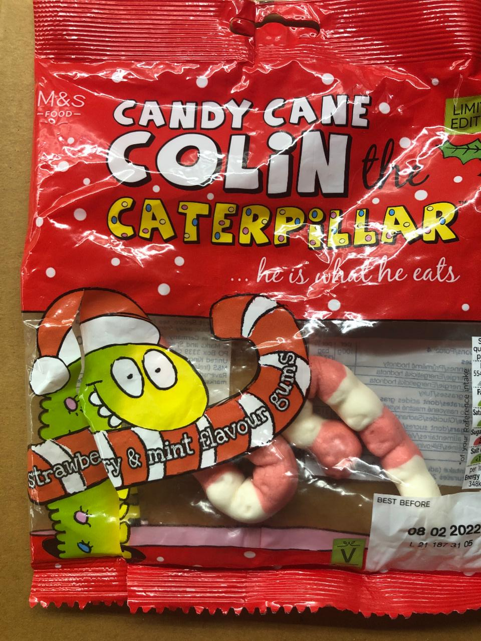 Fotografie - Žvýkací bonbóny Colin the Catepillar s jahodovou a mátovou příchutí M&S Food