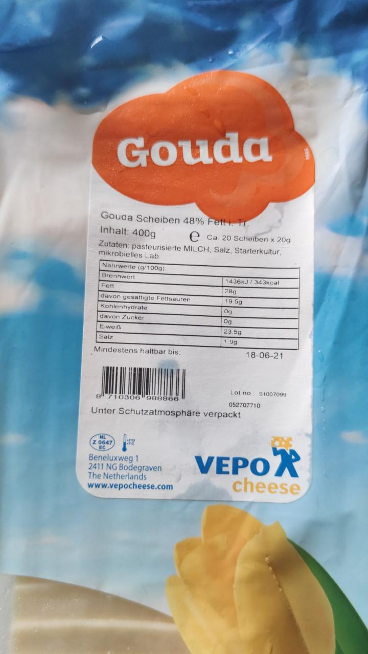 Fotografie - Gouda Scheiben 48% Vepo cheese