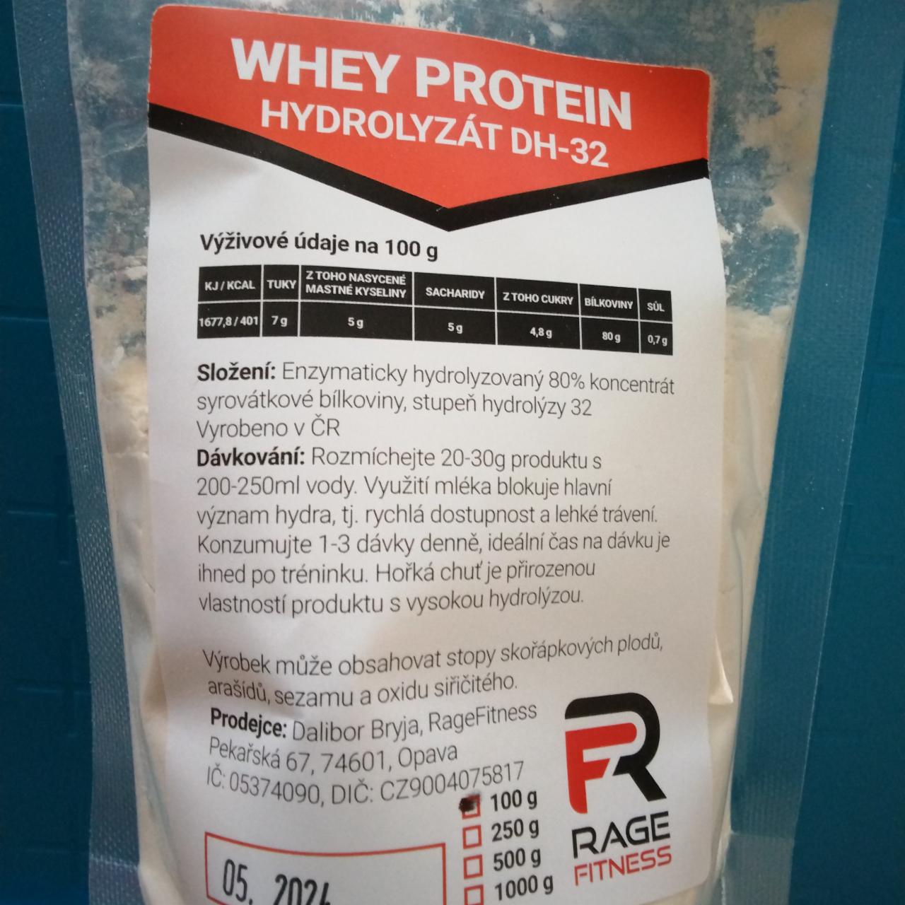 Fotografie - Whey protein hydrolyzát 80% DH32 Rage Fitness