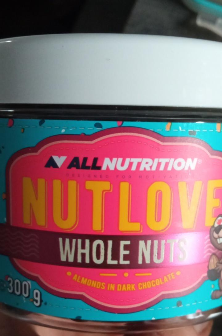 Fotografie - Nutlove Whole Nuts Almonds in Dark Chocolate Allnutrition