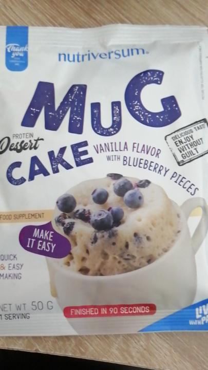 Fotografie - Mug cake vanilla with blueberry pieces