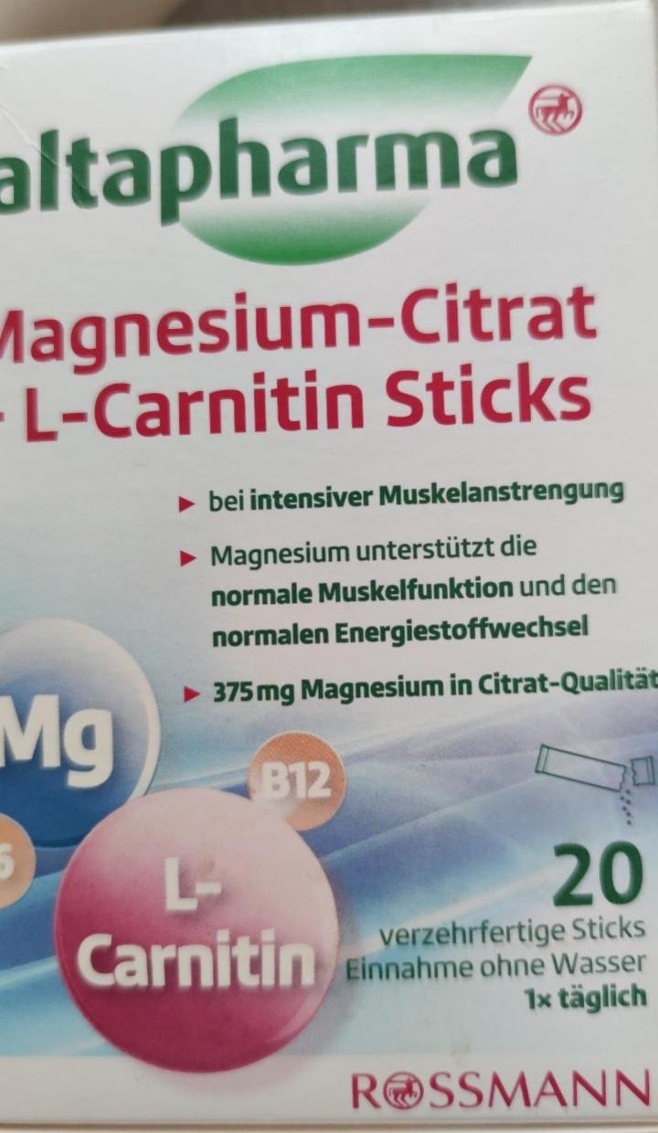 Fotografie - Magnesium-Citrat + L-Carnitin Sticks Altapharma