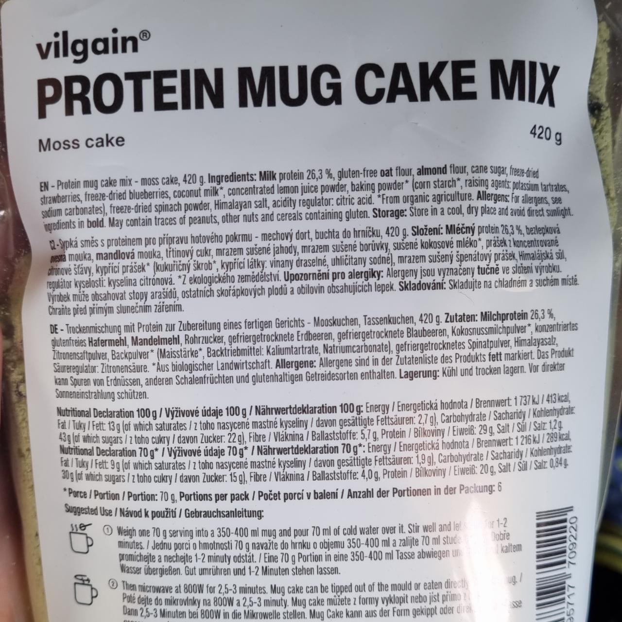 Fotografie - protein mug cake mix mechový dort Vilgain