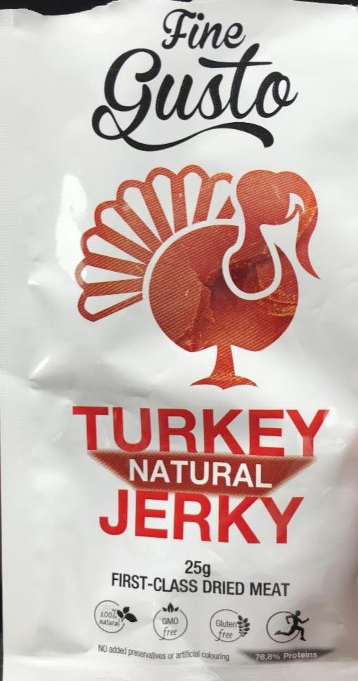 Fotografie - Turkey natural jerky (sušené maso krůtí) Fine Gusto