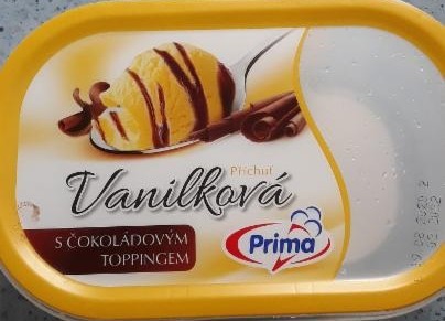 Fotografie - zmrzlina vanilková s čokoládovým topingem Prima