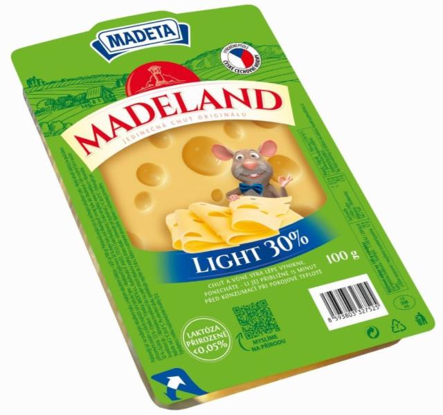 Fotografie - Madeland light jemný lahodný sýr 30% plátky Madeta