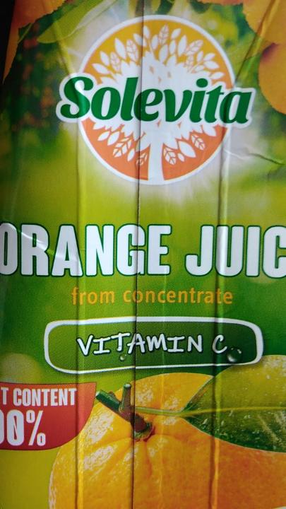 Fotografie - Orange pure juice 100% Solevita (pomerančová šťáva)